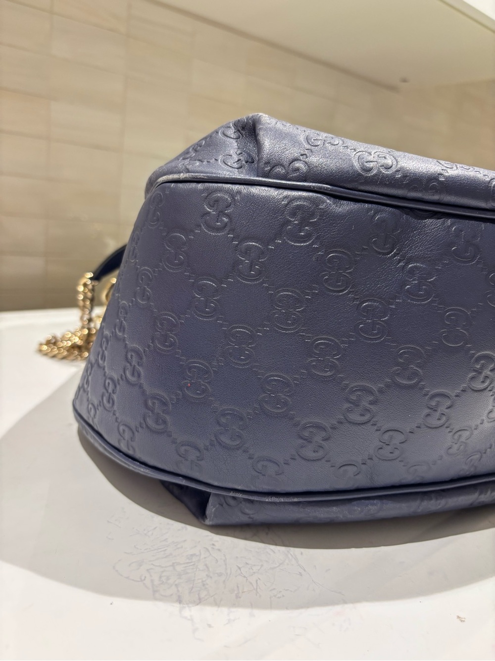 Gucci Blue Guccissima Leather Medium Emily Hobo Bag - Picture 11 of 13